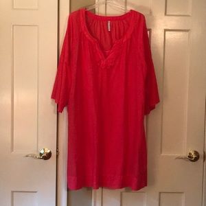 Hot coral-y pink dress